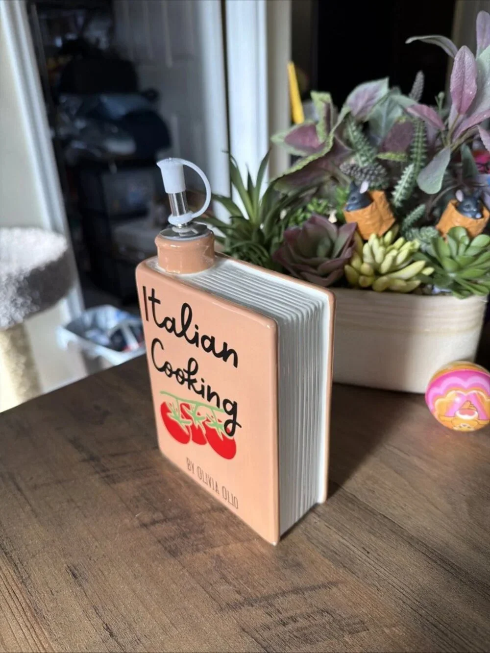 the spring shop Brown Italian Cookbook Oil Bottle - NEW